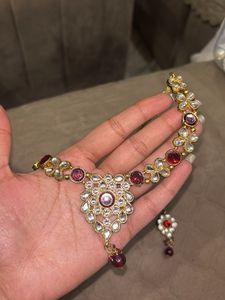 Stunning Red &amp; White Stone Necklace Set