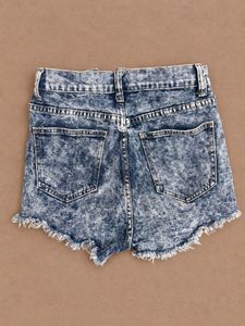 Acid Wash Frayed Denim Shorts |26-28 Size