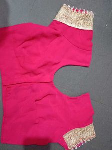 Pink Sare With  Stitched Blouse