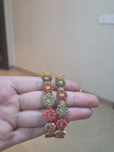 Exquisite Floral Embellished Bangles