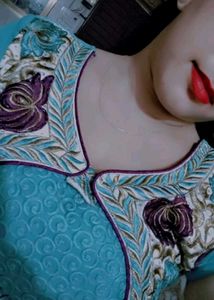 Stunning Blue Anarkali Gown with Embroidery