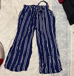 Navy Striped Wide Pants