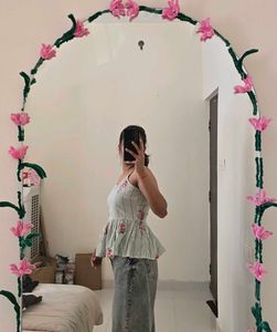 Floral Striped Peplum Tank Top