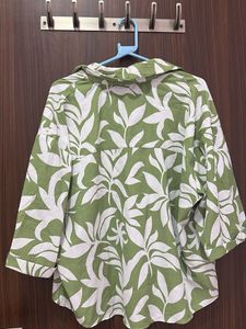 Green Floral Print Blouse