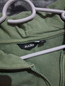 Green Zip-Up Crop Hoodie Jacket