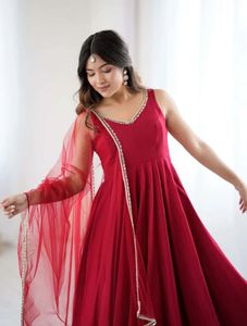 Elegant Red Kurta Set with Dupatta