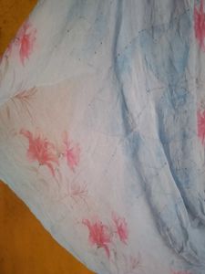 Light Blue Floral Kurta Set Dupatta damege