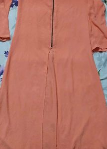 Orange Kurta with Zipper Detail