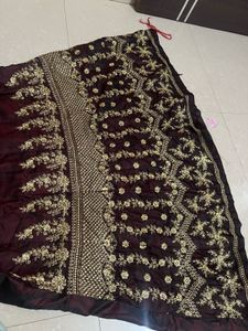 Royal Maroon &amp; rich Gold Embroidered Festive Gown”
