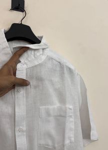 Men's White Linen Short Sleeve Shirt