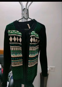 Black Wool Office Purpose Sweatshirt Cardigan