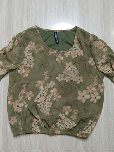 Sheer Floral Print Long Sleeve Top