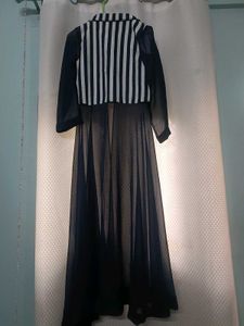 Chic Striped &amp; Sheer Maxi Dress