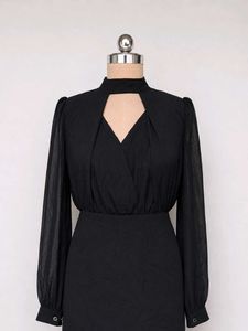 Chic Black Cutout Neckline Dress