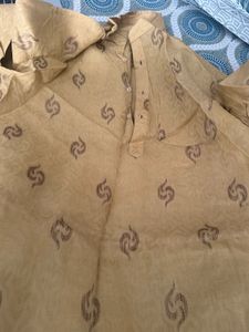 Men Stylish Pure Cotton Mustard Stiched Kurta
