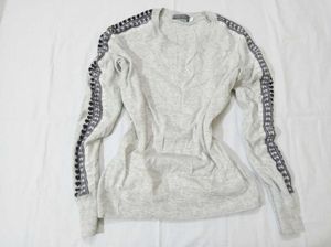 Light Grey Sweater with Embellished Sleeves