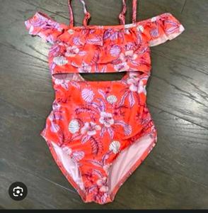 Coral Floral Cutout Swimsuit