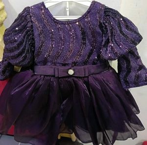 Girls Purple Sequin Party Dress