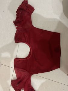 Maroon Ruffled Sleeve Blouse