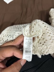 Cream Crochet Collared Pullover
