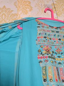 Teal gown + shrug  with Embellishments