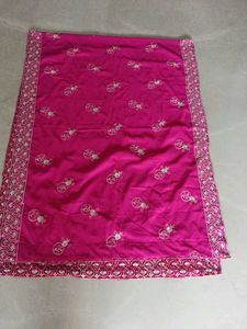 Vibrant Pink Embroidered material