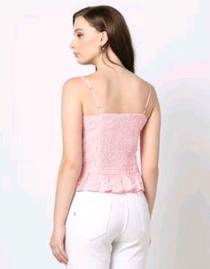 Fyre Rose Strappy Square-Neck Schiffli Top