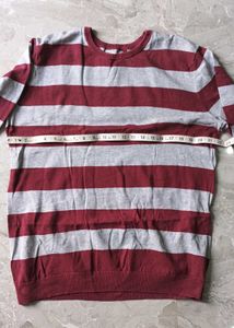 Jean pascal Striped Maroon and Grey Pullover