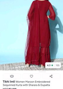 Maroon Sequinned Kurta Sharara Set