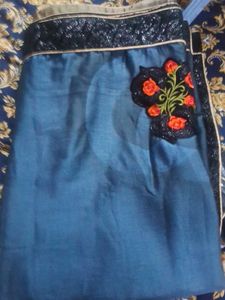 Designer Blue Ombre Saree with Embroidery