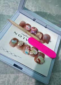 Cute Press-On Nails with Charms