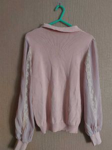 Pink Lace Sleeve Top