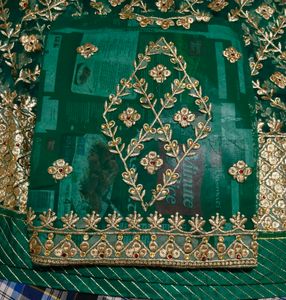 Emerald Green &amp; Gold Embroidered Rajputi Poshak