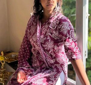 V-Neck Floral Print Kurta