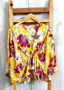 Floral Print Tie-Front Blouse size-36-38