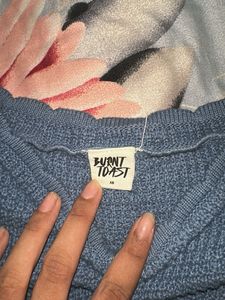 Blue Textured Cropped top