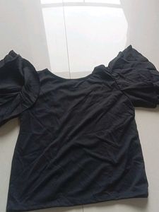 Stylish Black Top with Flutter Sleeves