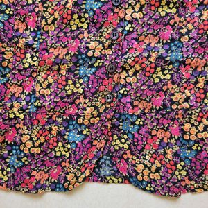 Vibrant Floral Print Peplum Style Shirt