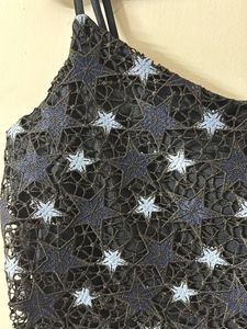 NUON Navy Blue Star Lace Crop Top