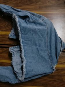 Distressed crop Denim Jacket