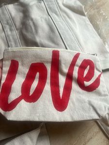 newTira jute Casual 'Love' Tote Bag with pouch