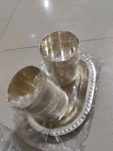 Silver Metal Tumbler &amp; Tray Set
