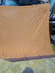 Orange Printed Saree with Blouse