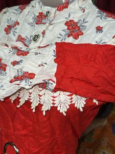 Red &amp; White Floral 👗 dress