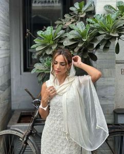 White Pearl Detailing Sharara Set