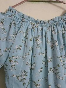 skyBlue colour floral Midi dress for girl
