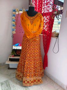 Embroidered Orange heavy gown