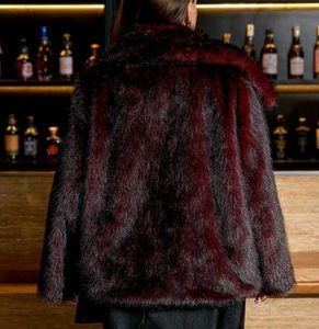 Burgundy Faux Fur Coat