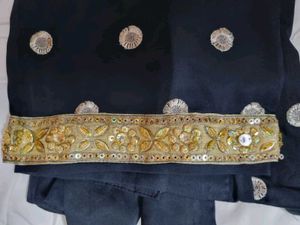 Elegant Black Kurta Set with Silver Accents