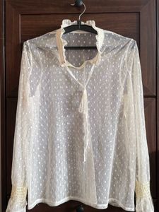 Sheer Lace Dot Blouse